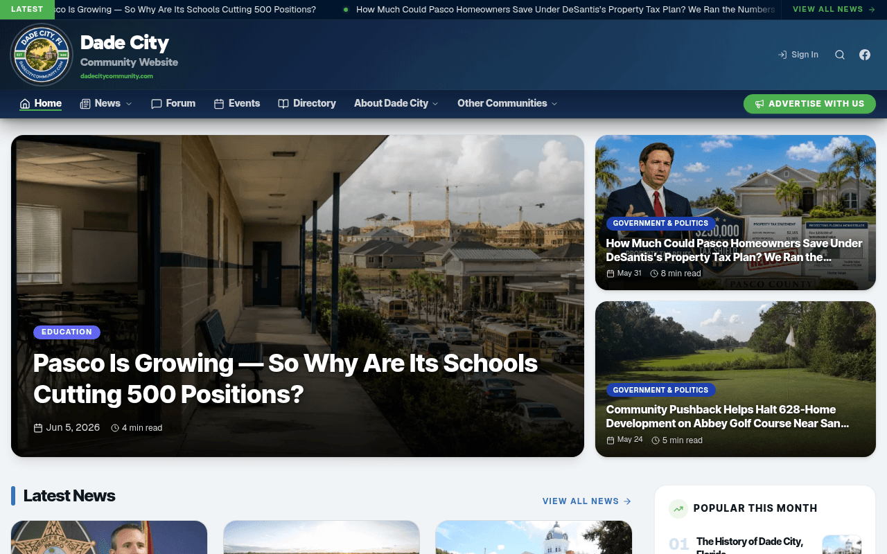 Dade City Community Website preview