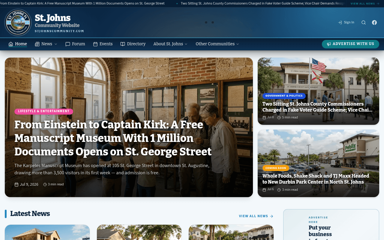 St. Johns homepage