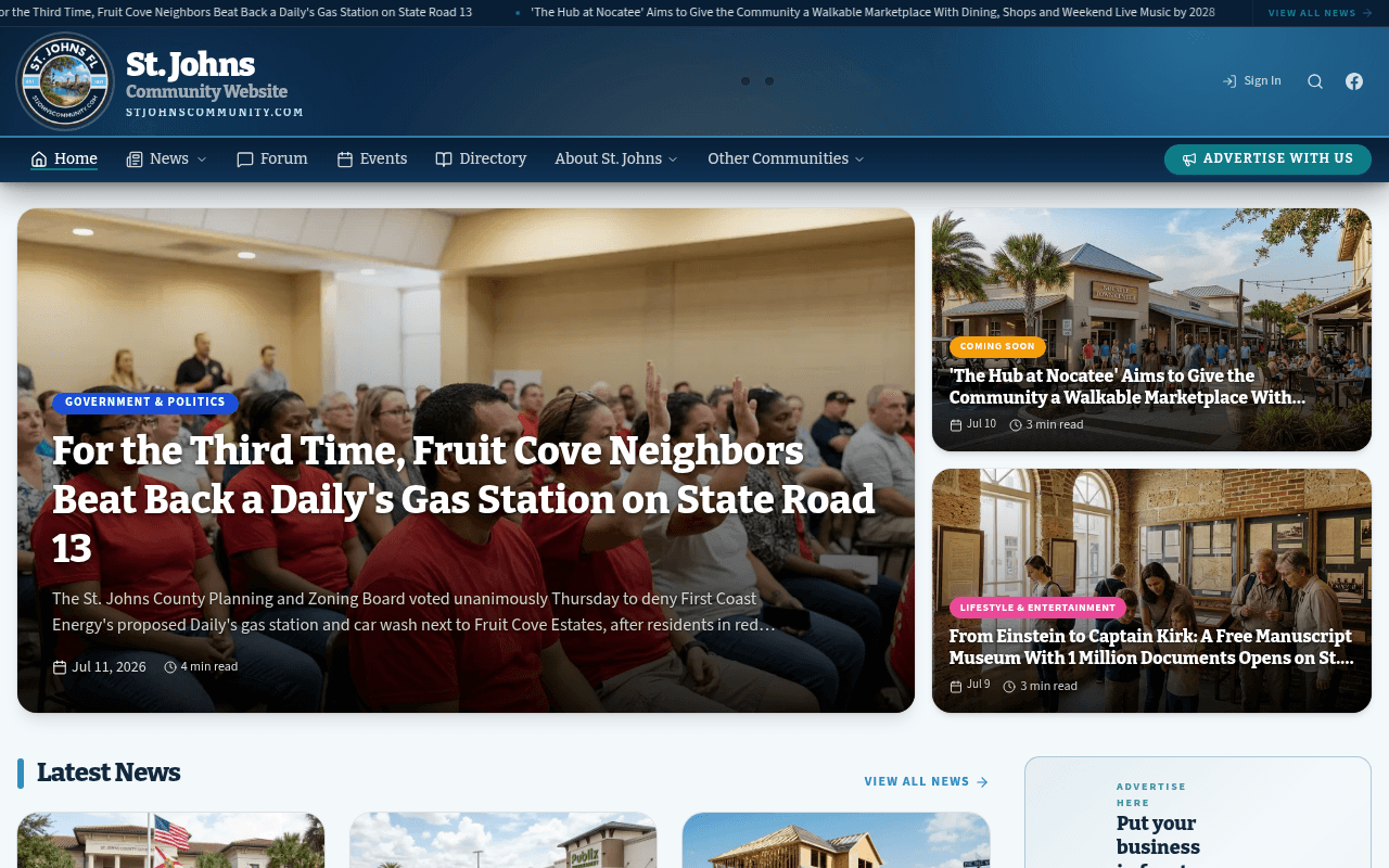 St. Johns homepage