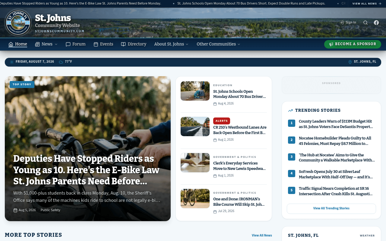 St. Johns homepage