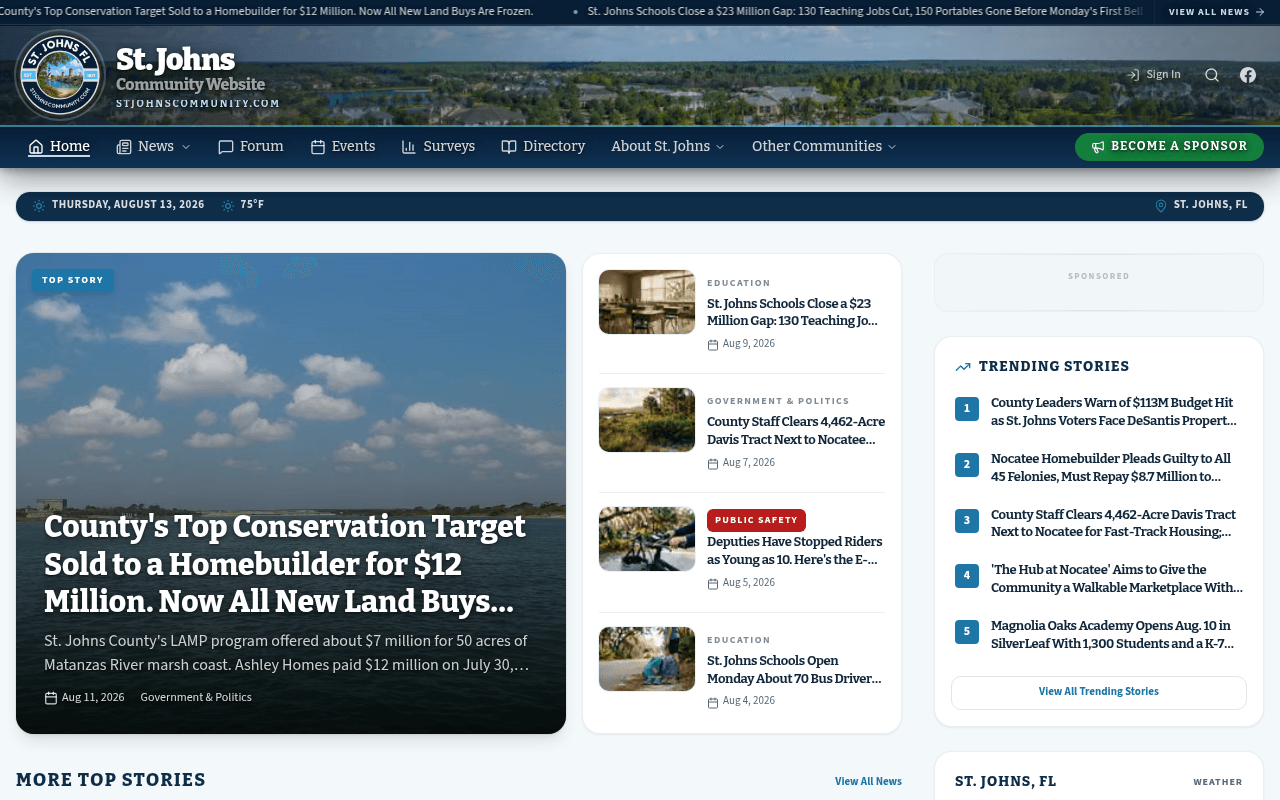 St. Johns homepage