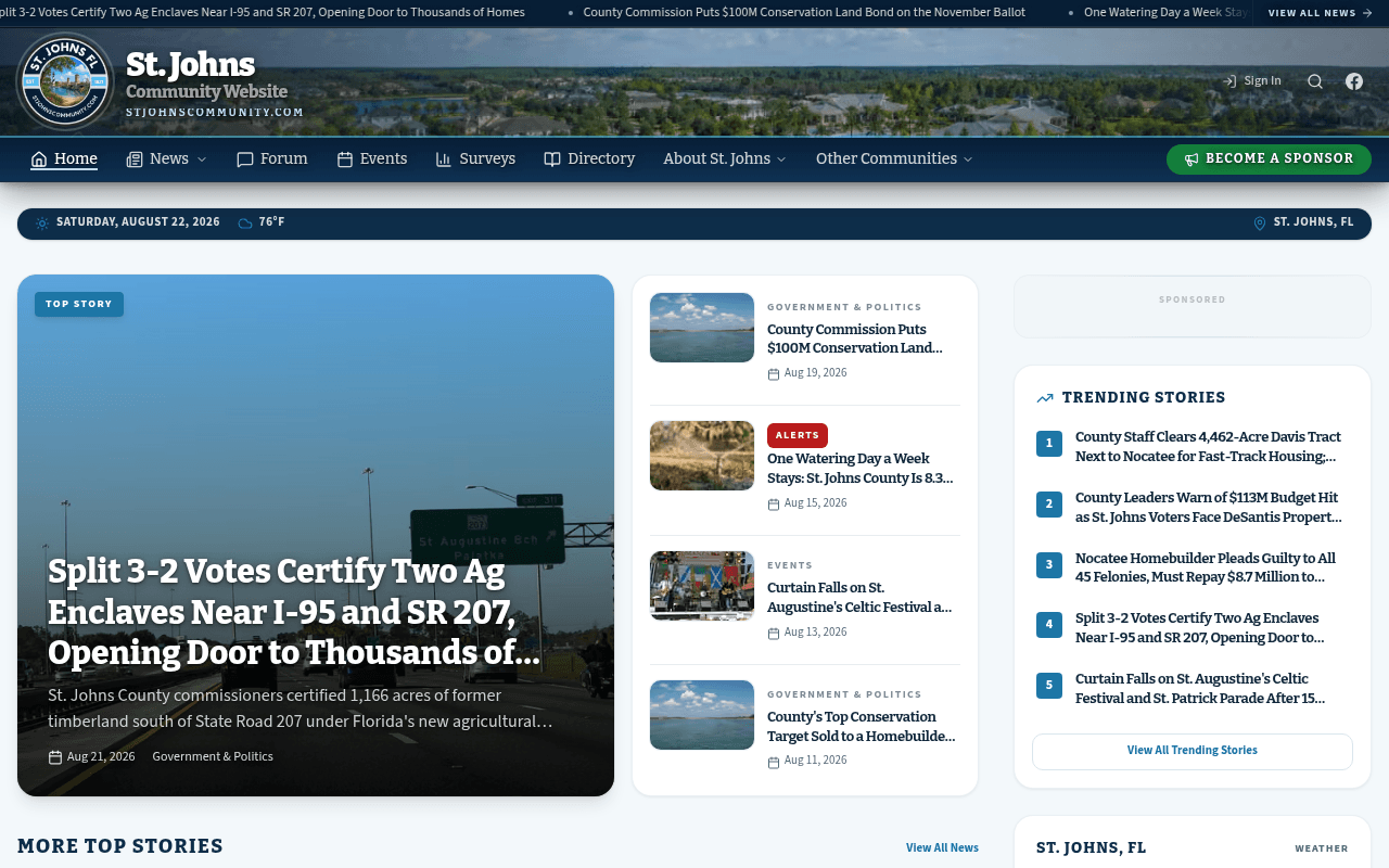 St. Johns homepage
