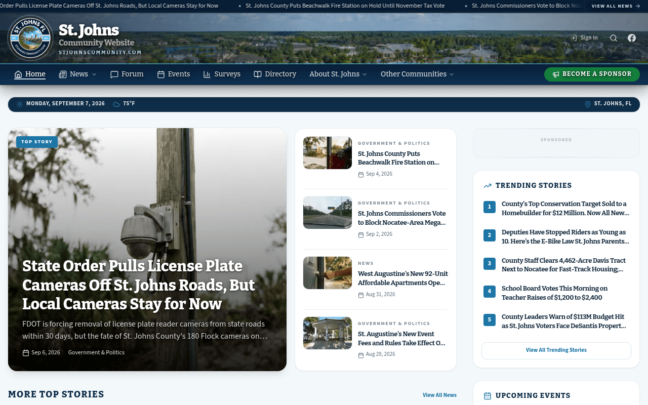 St. Johns homepage