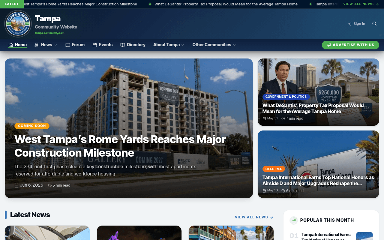 Tampa Community Website preview