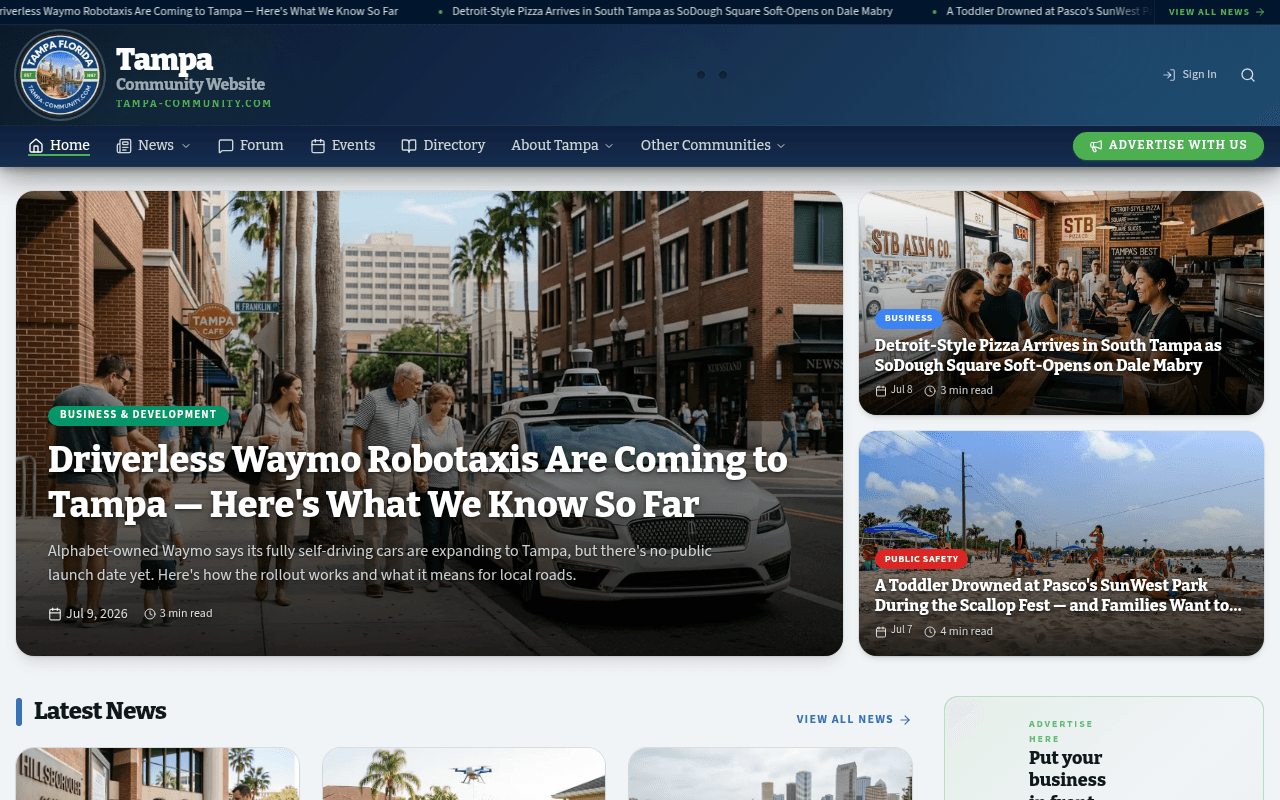 Tampa homepage