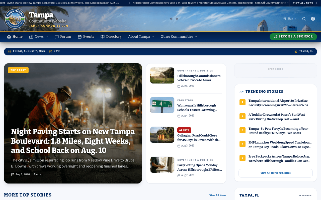 Tampa homepage