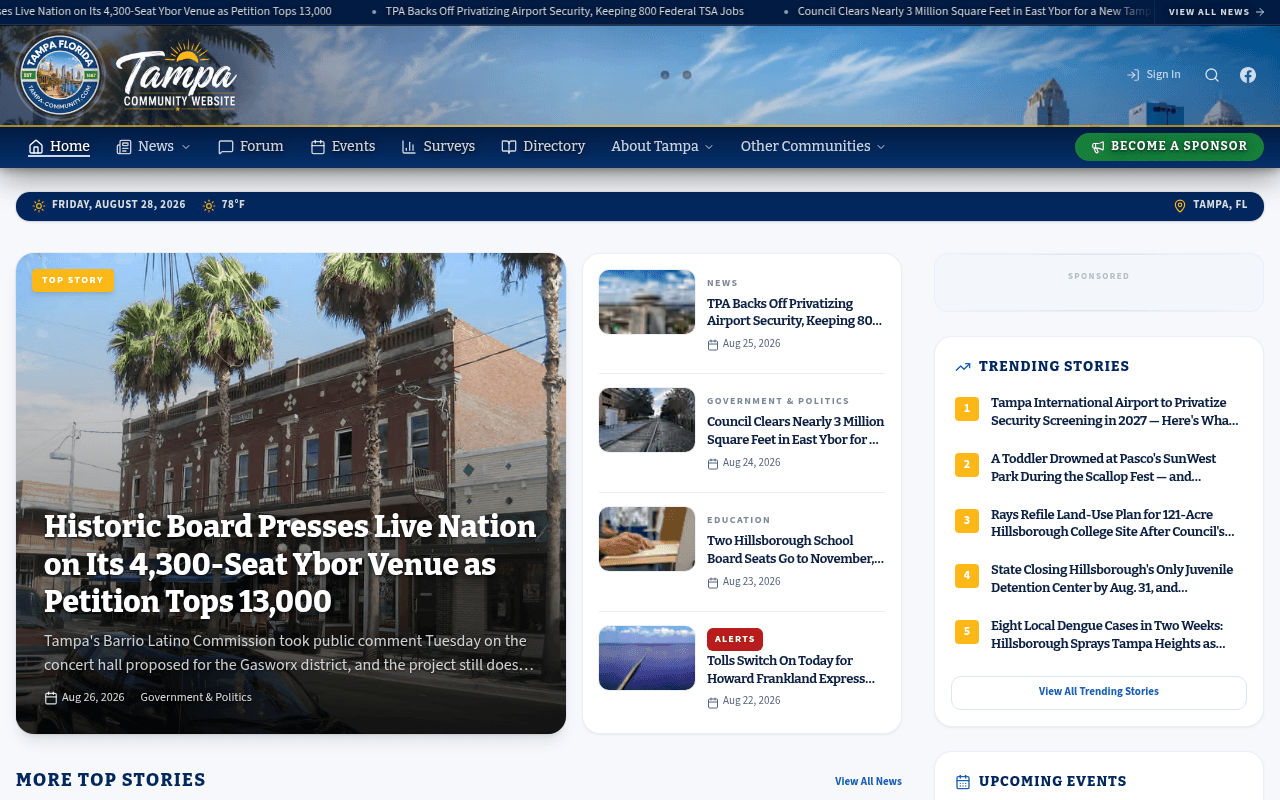 Tampa homepage
