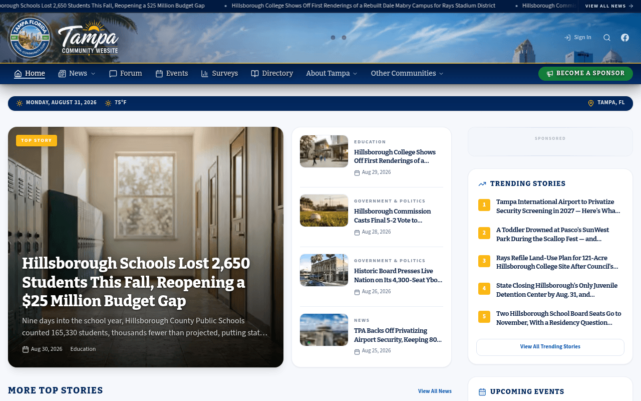 Tampa homepage