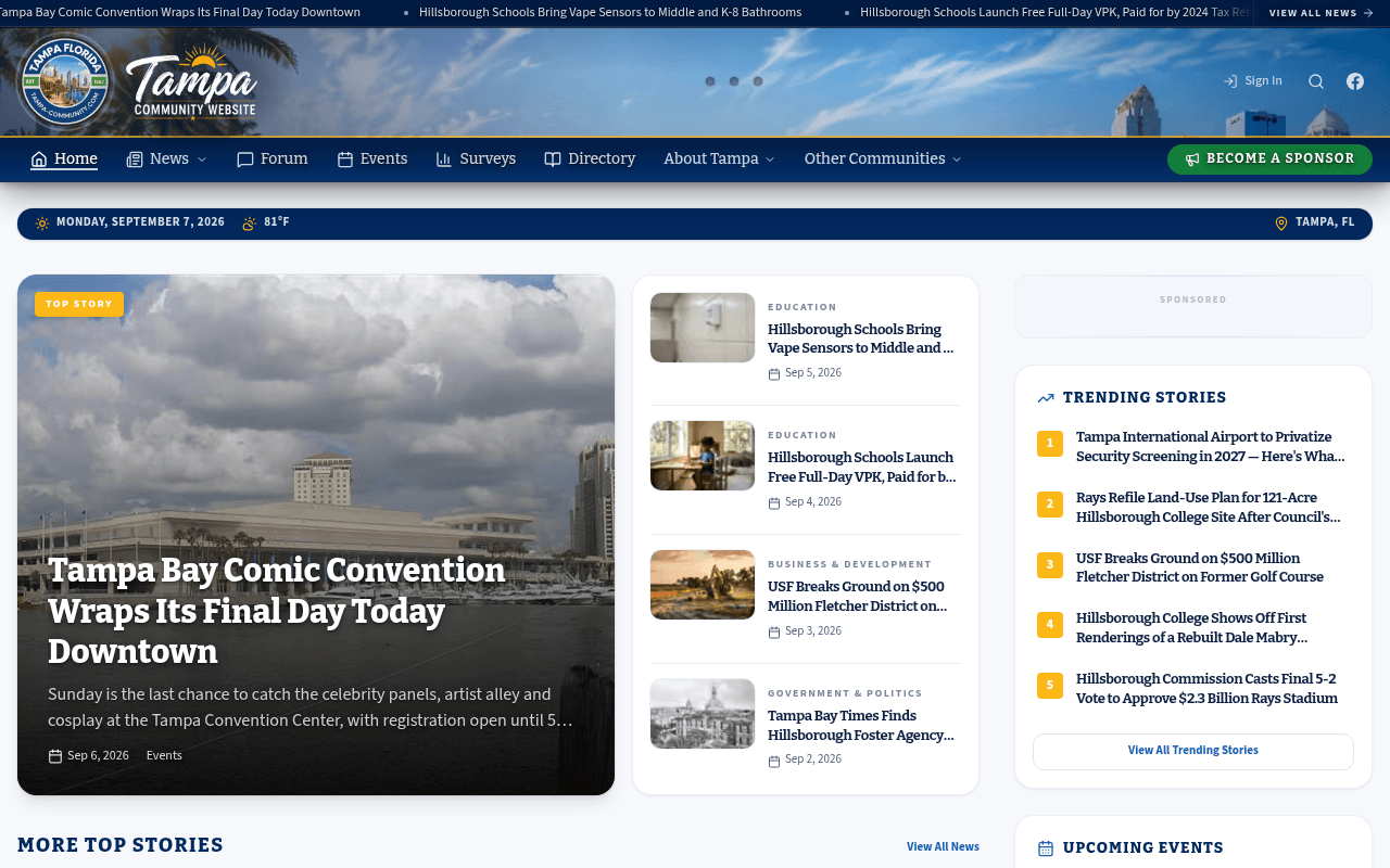 Tampa homepage