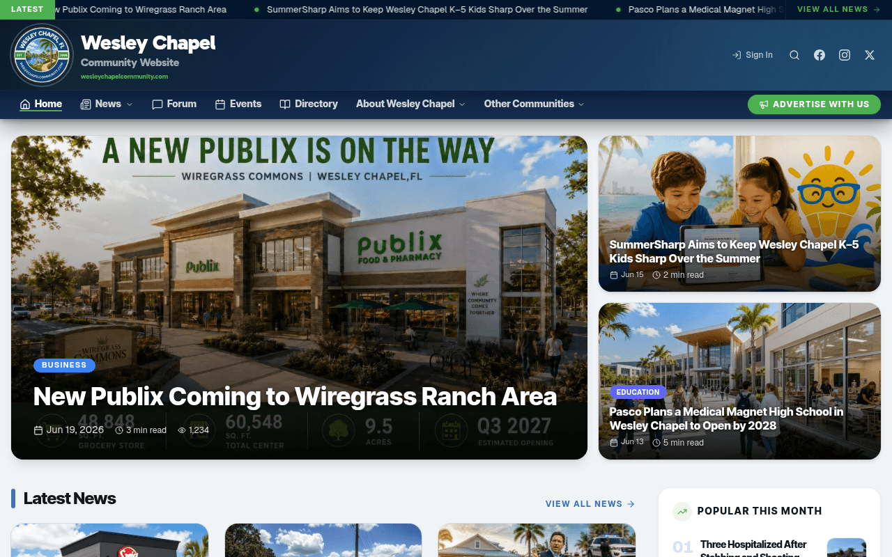 Wesley Chapel Community Website preview