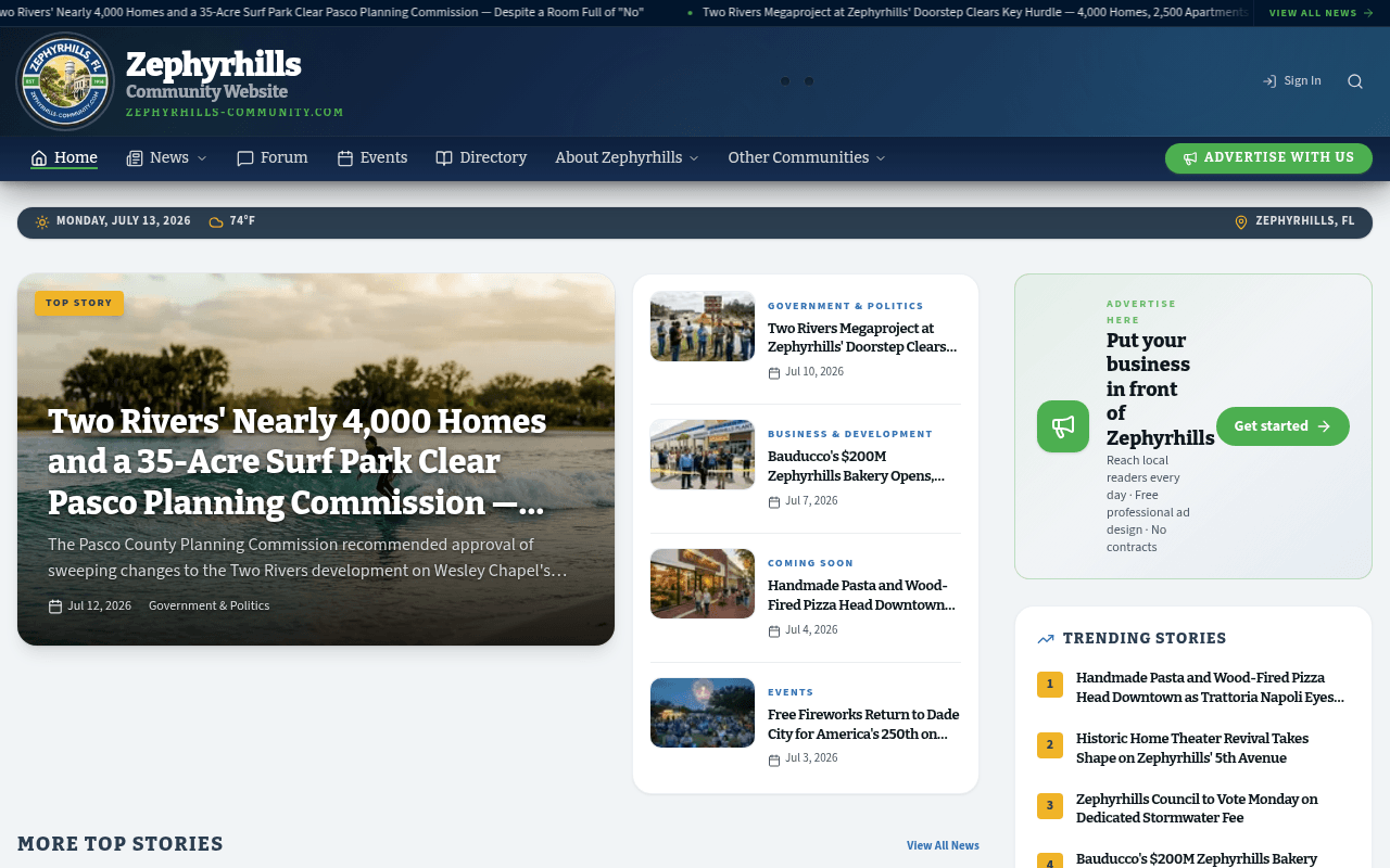 Zephyrhills homepage